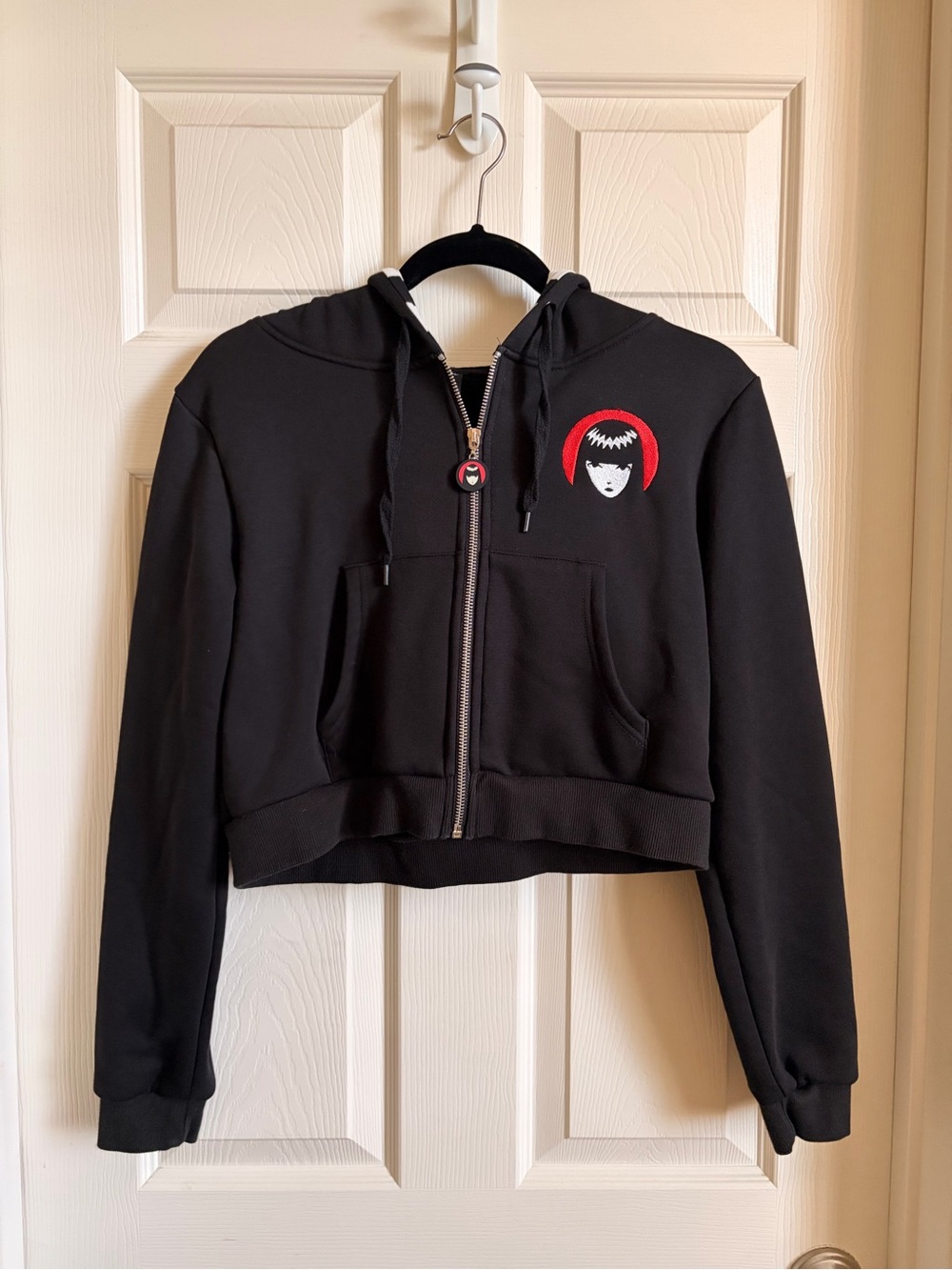 Emily The Strange Black Cropped Zip Hoodie